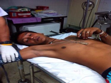 Shooting victim Anupol Nuchoi recovers in a Phuket hospital