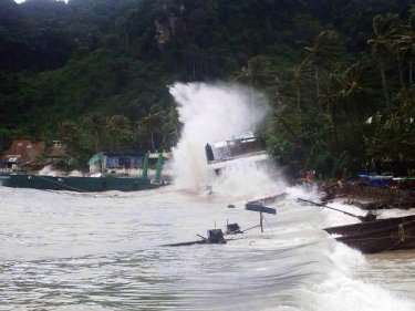Waves smash Phi Phi like nothing since the tsunami, said one resident