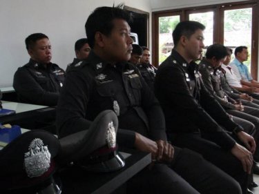 Police meet the Governor at Karon station yesterday