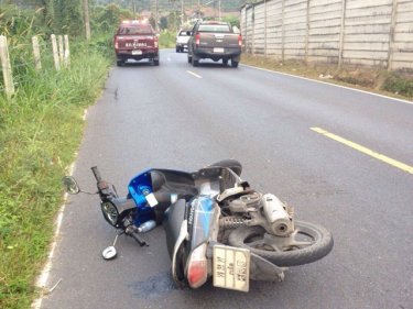 The dead man's motorcycle, near where his body was found today
