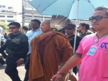 Luangpu Puttha Issara among the protesters in Bangkok today