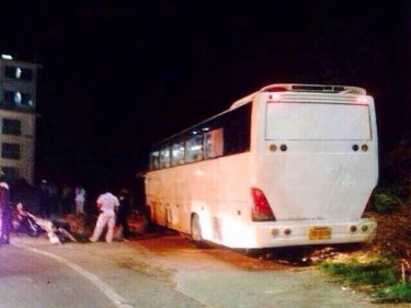 The crash scene on Phuket's Patong Hill last night