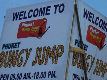 A sign at the bungy jump, which was about to open for the public
