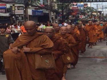 Monks Mark Holy Day With Walk Through Patong's Soi Bangla
