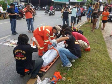 The Burmese motorcyclist was killed at a sharp bend on Phuket today
