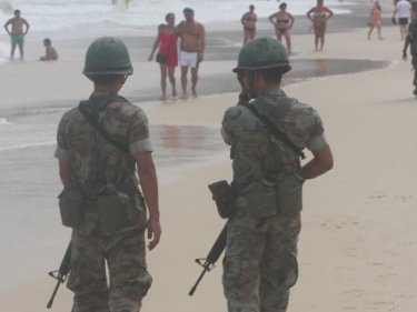 Patong beach during the first wave of Army-led clearances in June