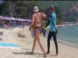 VIDEO Beach Staffer Kicks Sand at Woman on Towel Near Pattaya