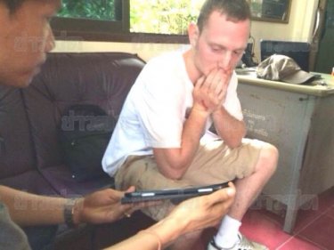 Christopher Alan Ware being questioned by police on Koh Tao
