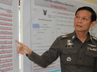 Major General Paween Pongsirin emphasises a point at today's meeting