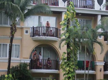 Balconies at the Patong resort where the Aussies plunged to the ground