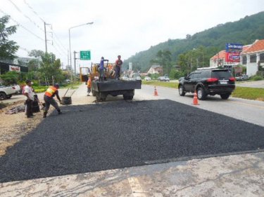 Patched and ready for rolling . . . the bypass road on Phuket today