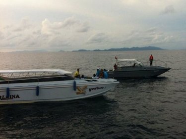 At sea off Phuket, near where the speedboat crash took place