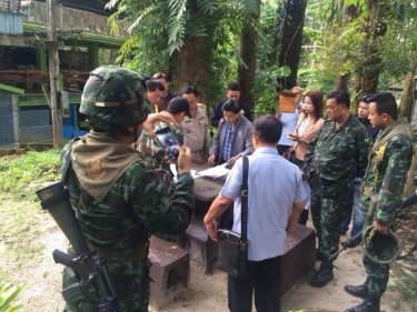 Raiders check the elephant camp documents north of Phuket today