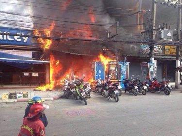 The Bangla blaze takes hold in Patong on Phuket today