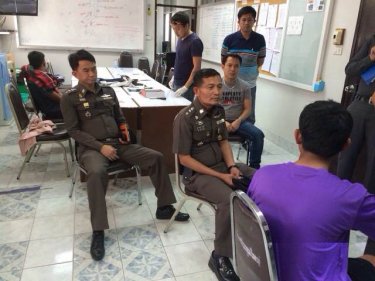The young killer being questioned by police on Phuket yesterday