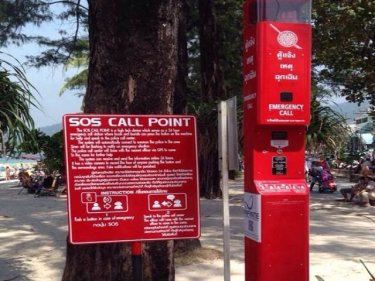 The red box sos call point on Patong beach: more may be coming