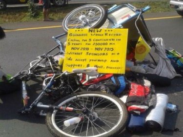 A deadly pickup ends a bicycle rider's Guinness dream in Thailand