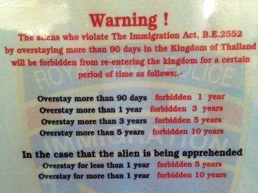 New penalties for ''alien'' overstayers posted in Phuket, Thailand