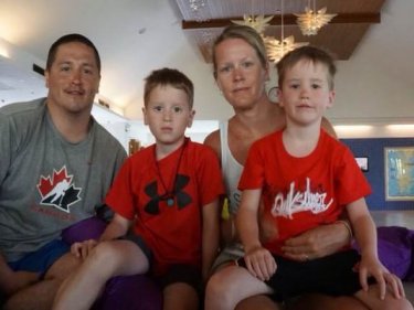 Big loss: Jason and Leanne O'Leary with Kellan, 8, and Nathan, 6
