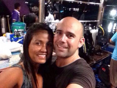 Tadsana and Joshua Devine in a ''selfie'' on board, hours  before he vanished