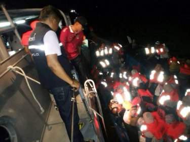 Thai Marine Police rescue hundreds of passengers from a crippled ferry