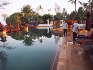 The swimming pool at the five-star resort where the woman was found