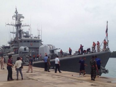 The warship Saiburi at Phuket's deep sea port today