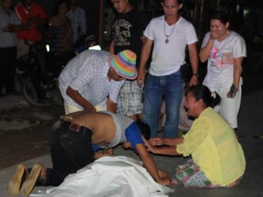 Friends and family mourn the victim of today's Phuket ''cheers'' shooting