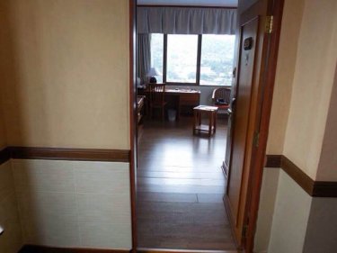 The Phuket City hotel room where the woman's body was found yesterday