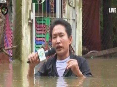 The devoted DVB reporter, chest deep in Burma's flood waters