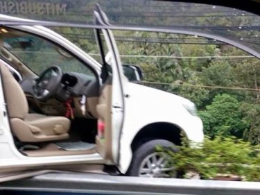 This vehicle came to rest over a long drop on Patong Hill today