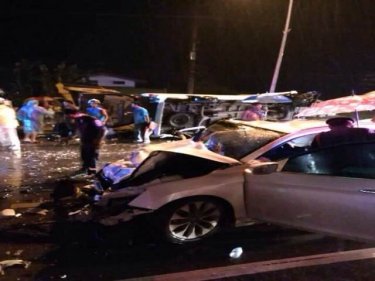 Carnage on Phuket as one is killed and six injured in last night's collision