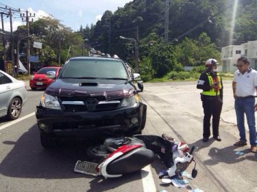 The crash scene on Patong Hill today where a british woman was killed