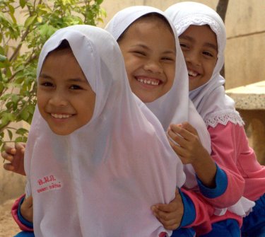 Muslim children at a Phuket school. The island has a contented mix of people of different religions.