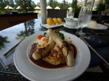 Bangers and mash poolside at @17th Restaurant