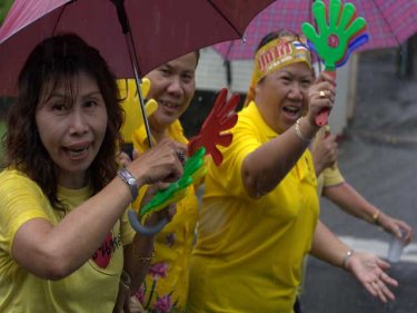 Peaceful protestors on Phuket streets