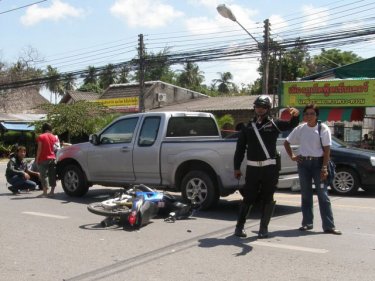 Another wrong-way disaster: police at the scene in Chalong