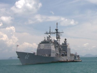 Off Phuket, one of the warships that accompanied USS Ronald Reagan