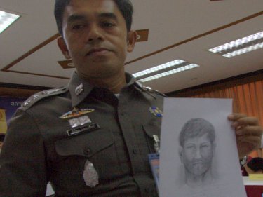 Colonel Wanchai Eakpornpit with the identity drawing of the suspect