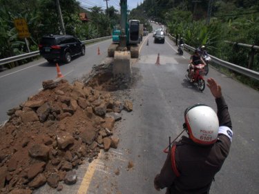 Holier than thou . . . Patong Hill road in one of last year's leaks
