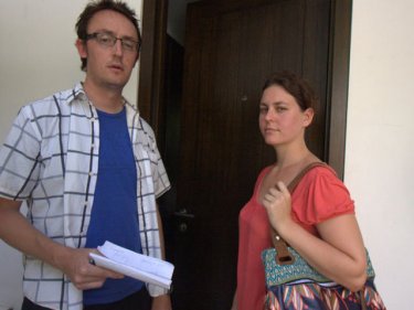 Derryn Ruolle and Tamara Robins outside the room at the Phuket resort