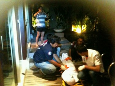 The tragic scene at the Two Villas Holiday property in Phuket early today