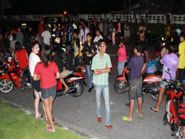 The crowd at the motorcycle racing in Phuket City last night