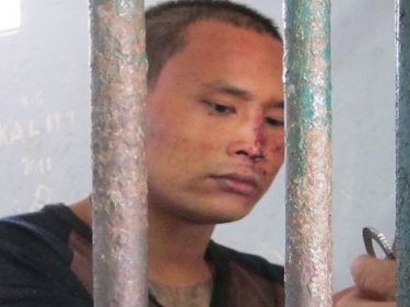 Confessed rapist Peerayut Nutamara behind bars on Phuket today
