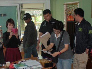 DSI investigators raid the Blue Sands office on Phuket today