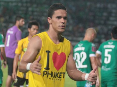 Tonight's scorer Dudu celebrates a goal for Phuket in an earlier match