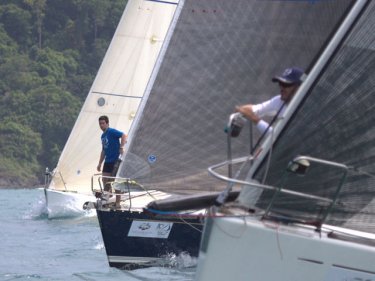 Action begins at the starting line on Day 2 of Raceweek sailing