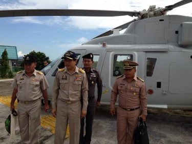 Phuket's Governor took a helicopter filght today to check traffic flow