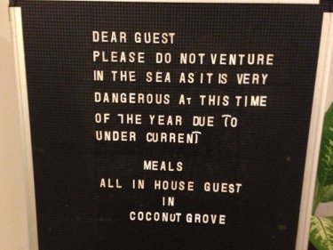 A simply sign like this one from a Goa hotel could save lives
