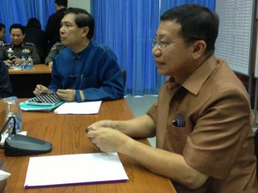 Phuket's Governor and Minister Somsak at today's meeting